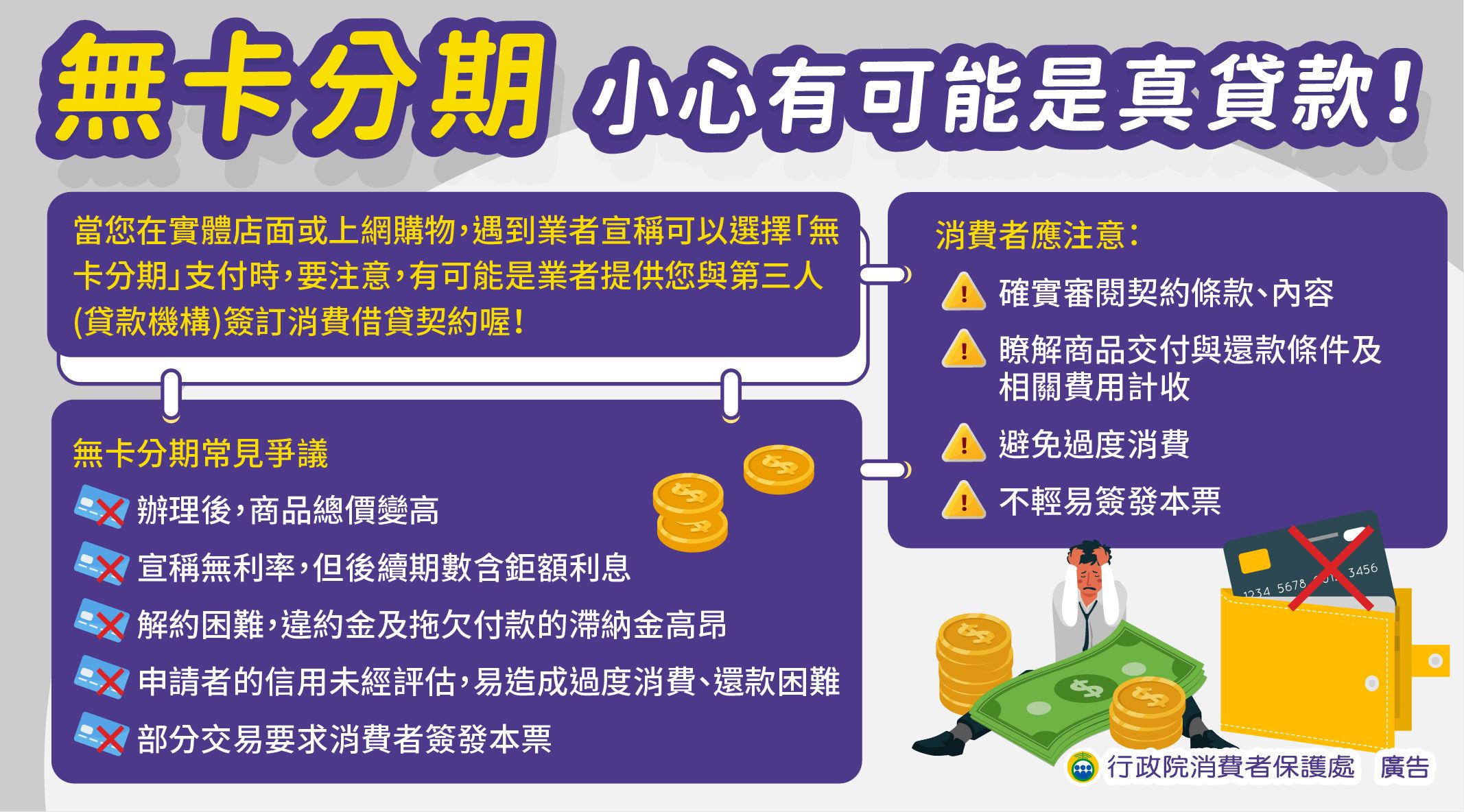 消費者保護宣導-無卡分期，小心有可能是真貸款